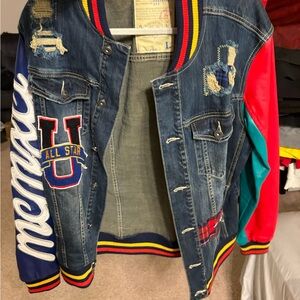 Red and Blue Leather Jacket